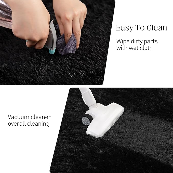 4x6 Black Rug, Area Rugs for Living Room, Soft Plush Area Rugs for Bedroom, Non-Slip Indoor Carpet for Nursery, Study Room, Playroom, Home Decor