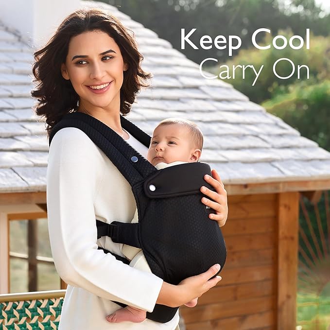 Momcozy Breathable Mesh Baby Carrier, Ergonomic and Lightweight Infant Carrier for 3-24 Months with Enhanced Lumbar Support, All Day Comfort for Hands-Free Parenting, Air Mesh-Black