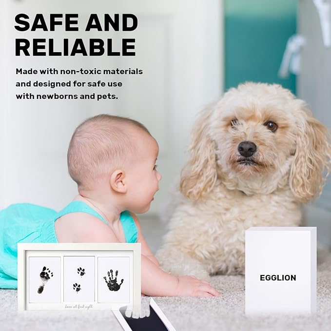 2-Pack Inkless Baby Hand and Footprint Kit with Mess-Free Ink Pad – Baby Safe Ink Pad for Hand, Foot & Paw Prints – Newborn Footprint & Paw Print Kit for Dogs and Cats – 8 Keepsake Art Cards