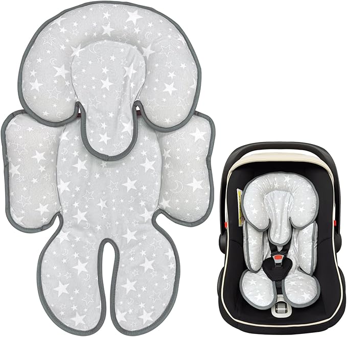 Infant Car Seat Insert, 2 in 1 Reversible Baby Car Seat Head & Body Support Cushion Pillow for Newborn,Soft Newborn Carseat Head Support Pad for Carseats, Strollers, Swings, Bouncers