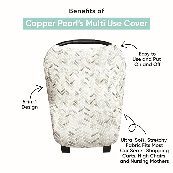 Copper Pearl Multi-Use Cover: Car Seat Covers, Nursing Cover, and Stroller Cover for Sun - Stretchy Fabric, All-Season Use, Stylish Designs, Easy Access for Moms - Nicholas