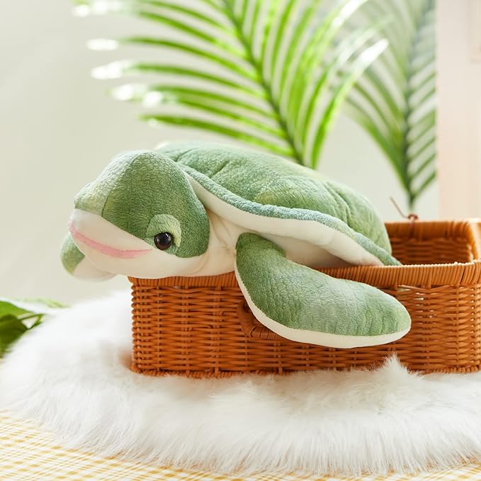Glow Guards 14'' Light up Sea Turtle Stuffed Animal Ocean Life Soft Plush Toy Pillow with Lullabies LED Night Lights Children's Day Birthday Gifts for Toddler Kids