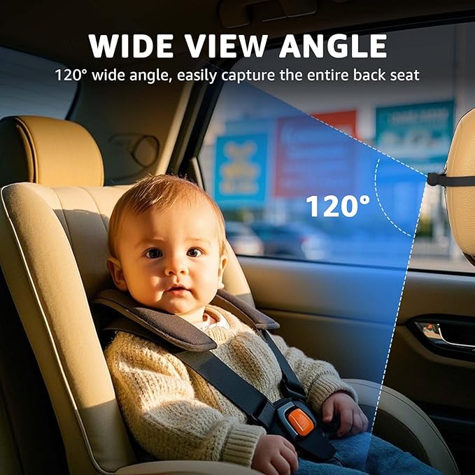 GROWNSY Baby Car Camera, HD Display Baby Car Mirror with Night Vision Feature, 4.3 inch Baby Car Camera with Monitor Wide Clear View, Backseat Camera Rear Facing to Observe Baby’s Every Move