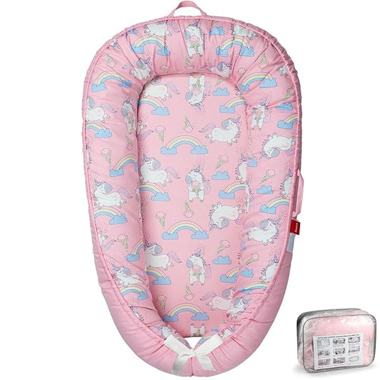 Baby Lounger - Breathable & Soft Baby Nest, Portable and Lightweight Tummy Time Lounger for Home and Travel, Ideal Newborn Babies Essentials Baby Shower Gifts