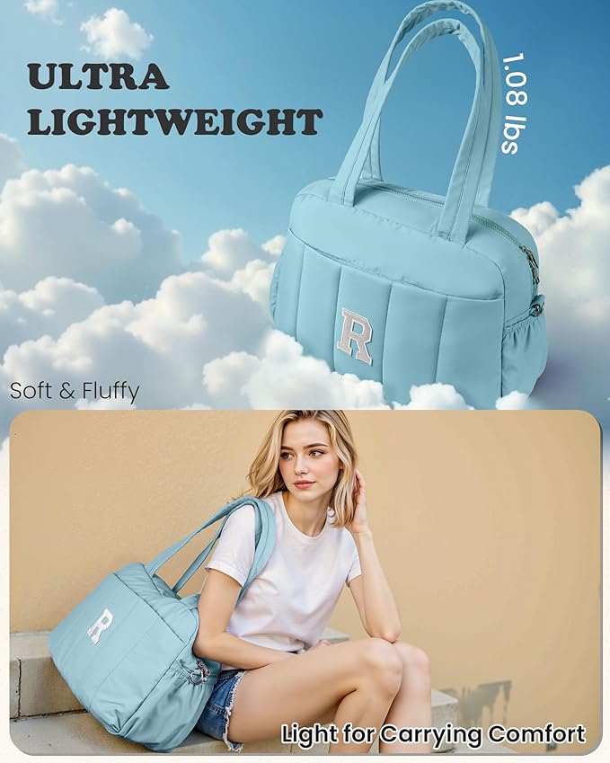 Sweet 15 Gifts for Girls-Duffle Bag, Weekender Bags for Girl，Initial Overnight Bag with Wet Pocket，Lightweight Dance Bags Personalized Gymnastics bag with Makeup Pouch