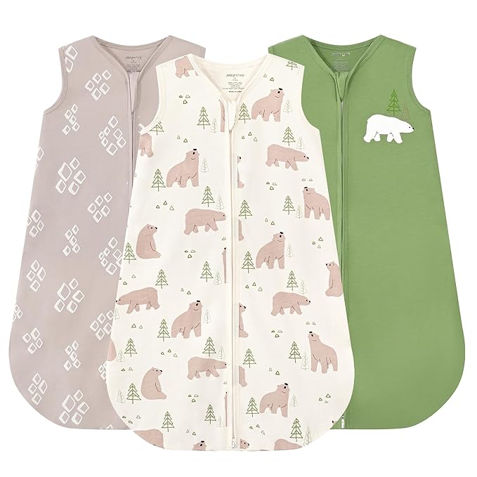 JELLYMONI Baby Sleep Sack 12-18 Months Wearable Blanket for Baby, 100% Cotton 2 Pack Infant Toddler Sleeping Sack Lightweight Soft 2-Way Zipper Sleepsack