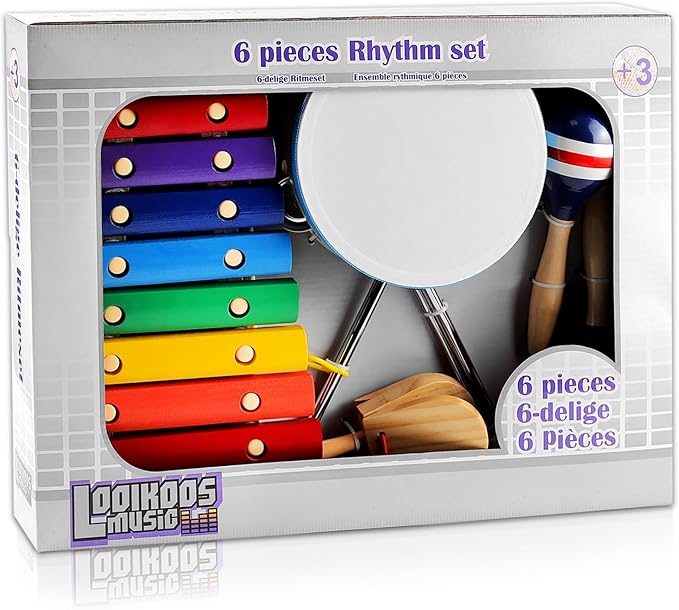 LOOIKOOS Baby Musical Instruments Montessori Wooden Toys for Toddlers 1-3,Percussion Instruments Set for Kids Preschool Educational Musical Toys for Boys and Girls Gifts