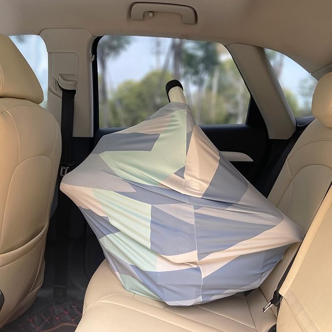 Carseat Cover for Boy and Girls - Multi-use Nursing Canopy for Breastfeeding, Stroller and High Chair Cover (Baby Green)