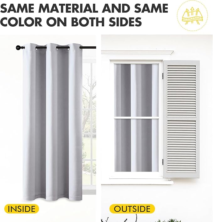 MIULEE Bedroom Blackout Curtains Thermal Insulated Room Darkening Drapes for Living Room Kitchen Grommet Top Light Blocking Window Treatment Curtains, 40 x 54 Inches Long, 2 Panels, Greyish White