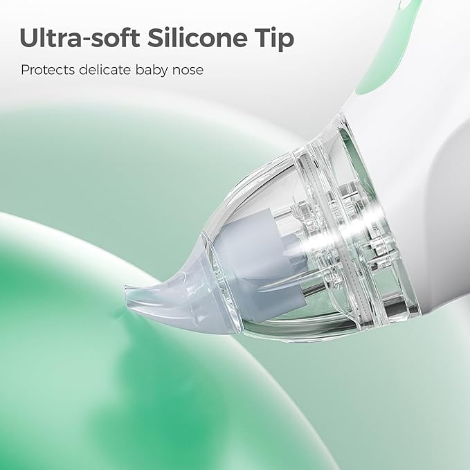 Momcozy Baby Nasal Aspirator, 3 Suction Levels Electric Nasal Aspirator for Baby, Newborn and Toddler, Portable Baby Nose Aspirator with Light Soothing and Music