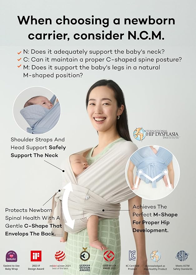 Konny Baby Carrier Flex AirMesh with Head Support- Adjustable, Easy to Wear Baby Wrap Sling, Perfect for Newborn Babies Essentials up to 44 lbs (M-4XL) -Mocha