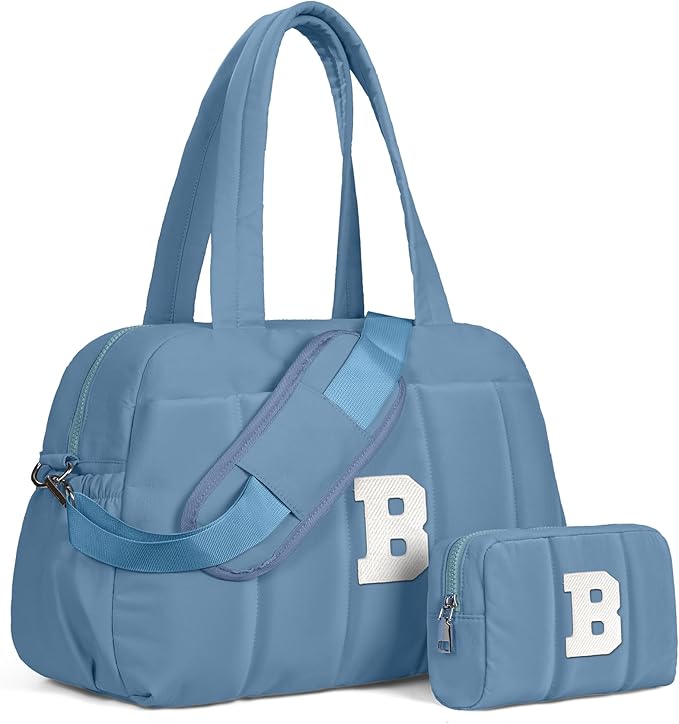Initial Duffle Bag, Yoga Bags for Women，Overnight Bag with Wet Pocket，Lightweight Work Bags Personalized Gym Tote with Makeup Pouch-Gift for Women, Mom