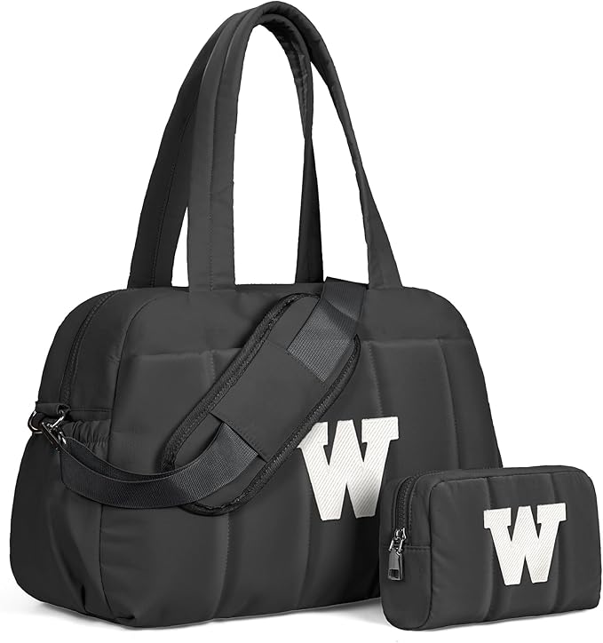 Friend Gifts-Women Duffle Bag with Initial, Personal Item Travel Bags，Gym Bag with Wet Pocket，Lightweight Travel Bags Personalized Tote with Makeup Pouch