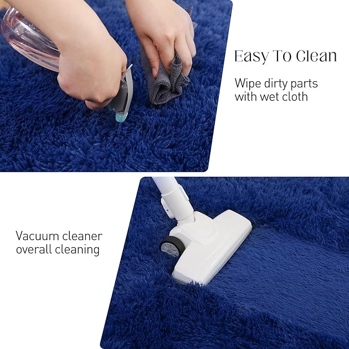 3x5 Blue Rug, Area Rugs for Living Room, Soft Plush Area Rugs for Bedroom, Non-Slip Indoor Carpet for Nursery, Study Room, Playroom, Home Decor