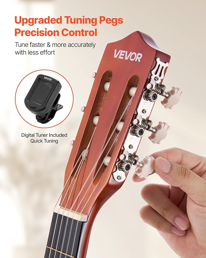 VEVOR Acoustic Guitar, Classical Guitar Starter Kit for Beginners, with Nylon Strings, Basswood Guitar, for Kids Adults Girls Boys Students