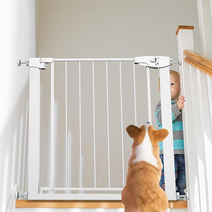 Easy Step Walk-Thru Baby Gate – Adjustable Safety Gate for Babies & Pets, Pressure Mount Kit, Includes Wall Cups & Extensions – 29.7 to 48.8W x 30.5H inches, CPC Certified