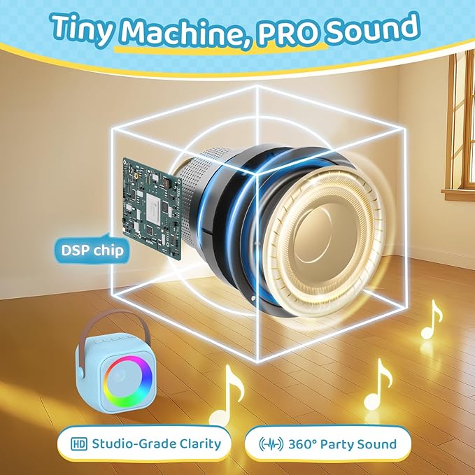 Karaoke Machine for Kids, Toys for 3-12 Years Old Girls Gifts, Kids Karaoke Microphone Machine Toy, Best Fun Christmas Birthday Gifts for 5 6 7 8 9 10 11 Years Teens Girl Boys Blue 2 Mic