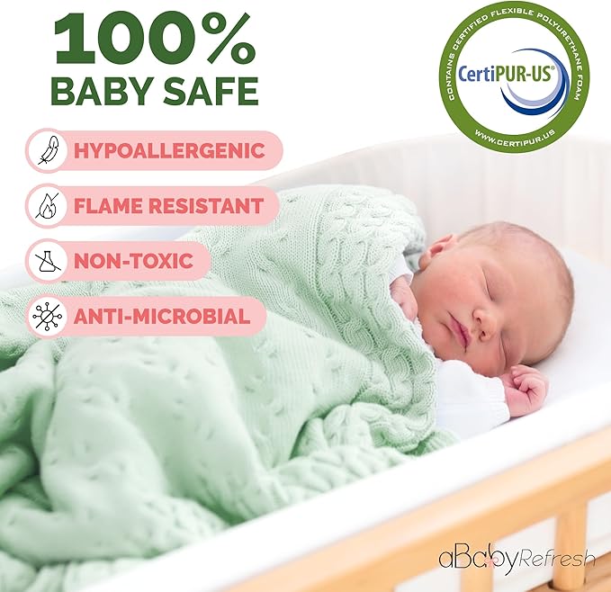 Cradle Baby Mattress and Bassinet Mattress 18x36 – 2-Inch Firm Foam Baby Bed with Waterproof Vinyl Cover – Non-Toxic Hypoallergenic Cushion Pad Replacement for Infant Bed (Multiple Standard Sizes)