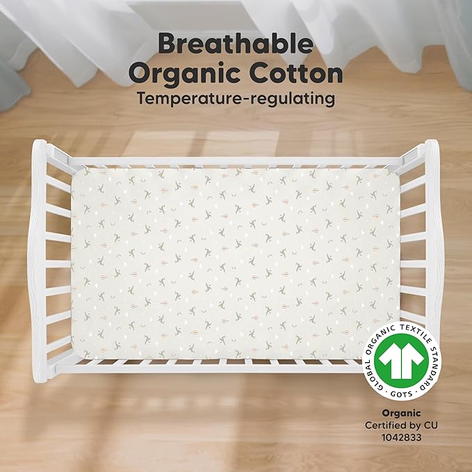 KeaBabies 2-Pack Organic Crib Sheets for Boys, Girls - 52x28 Fitted Crib Mattress Sheet Neutral, Breathable Jersey Cotton Cover for Baby Bed, Toddler Mattress, Soft & Cute Prints (Marine Muse)
