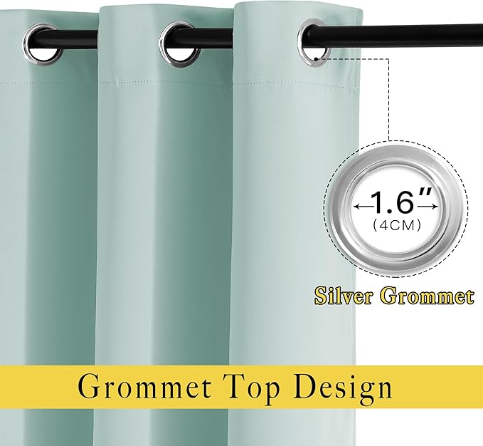 NICETOWN Aqua Blue Room Darkening Curtains - Window Treatment Thermal Insulated Grommet Room Darkening Curtains/Drapes for Bedroom (2 Panels, W52 x L63, Aqua)