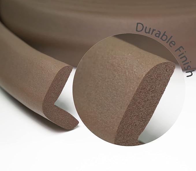 Kidkusion Baby Proof Edge Guards for Safety | Made in The USA | 24 Feet | Brown | Edge Protectors for Furniture, Tables, Fireplaces | Heavy Duty Tape Included