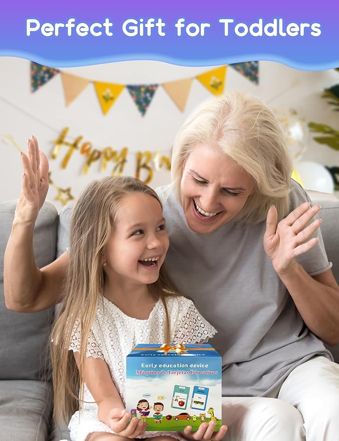 Talking Flash Cards for Toddlers, 224 Sight Words English Learning Flashcards for Kids, Autism Pocket Speech Therapy Toys, Birthday Gifts for Boys Girls
