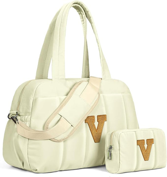Duffle Bag for Travel Women, Travel Bags，Bridal Shower Gifts-Initial Overnight Bag with Wet Pocket，Lightweight Weekender Bags Personalized Gym Tote with Makeup Pouch