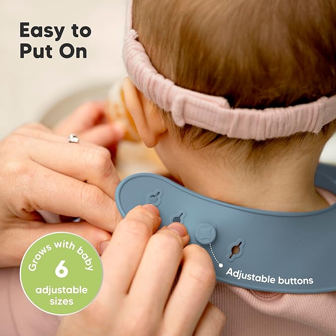 KeaBabies 2-Pack Silicone Baby Bibs for Eating - Sturdy Food-Grade Silicone Bibs for Babies Girl, Boy, Large Food Catcher, Clean & Put On Easily, Waterproof Toddler Feeding Essentials (Ocean)