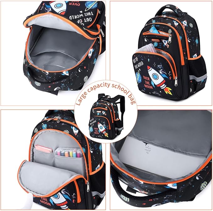 Cusangel Backpack for Boys Girls School Bookbags,Kindergarten Elementary Middle School Lightweight Waterproof Multifunctional Large Capacity for Backpack (16 inch Space Fun Prints)