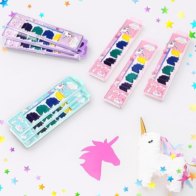 36 Pcs Unicorn Style Watercolor Painting Set 8 Washable Colors With Brush Watercolor Painting Set Gift Party Supplies Back To School Party Gift Exchange