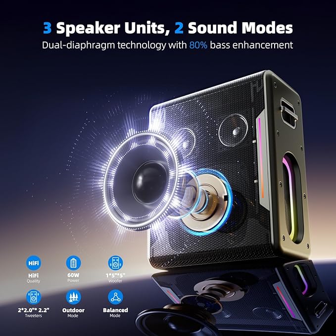 Karaoke Machine with 2 Wireless Microphones Portable Bluetooth Karaoke Machine for Adults Kids DSP Chip Karaoke Speaker with LED Lights Supports TWS TF Card USB AUX in