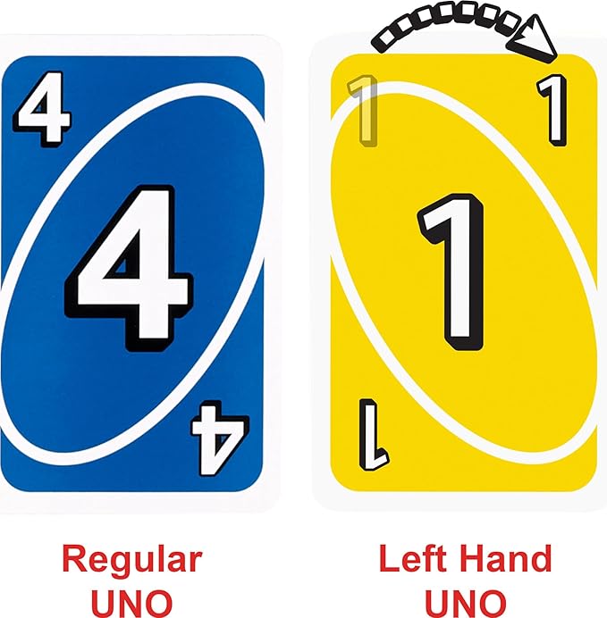 Mattel Games UNO Card Game for Family Night with Cards Specially Designed for Left-Handed Players in Collectible Tin Box