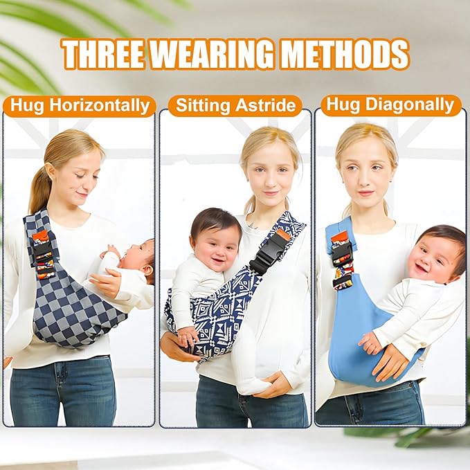 Baby Sling Carrier Newborn to Toddler Adjustable One-Shoulder Design with Hip Seat Support, Labor-Saving Baby Wraps Carrier 10-30 lbs(Mesh,Star)