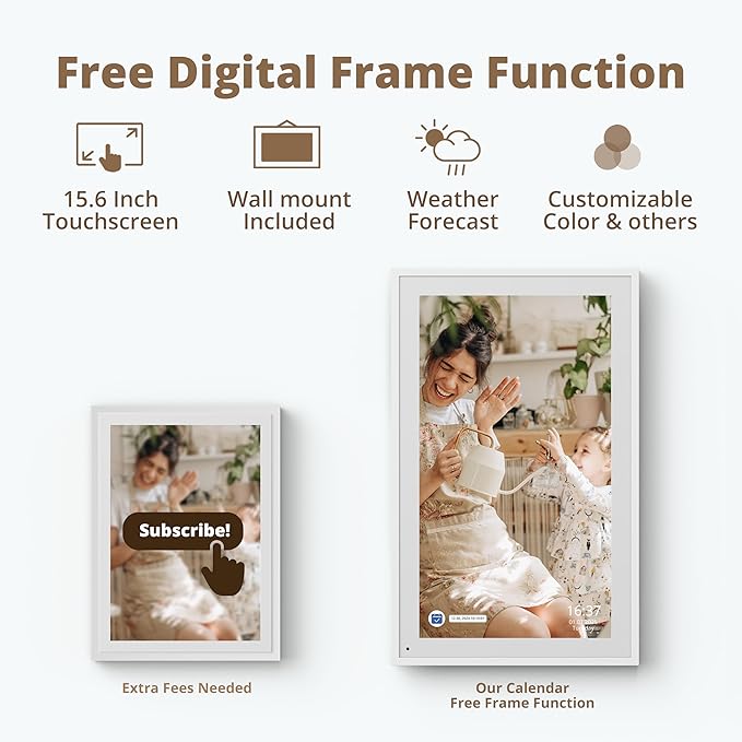 Dragon Touch 15.6" Digital Calendar Chore Chart – 1080P Full HD Interactive Touchscreen, Smart Family Planner, Hearth Display Digital Calendar Wall & Desk Mountable for Seamless Scheduling