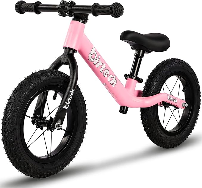 12" Balance Bike for 2, 3, 4, 5 Year Old Boys and Girls, Lightweight Nylon Frame Toddler Training Bike No Pedal Bikes for Kids with Adjustable Seat and Air Tires