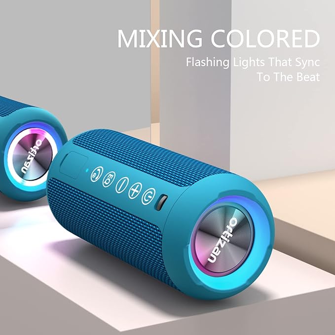 Ortizan Portable Bluetooth Speakers, IPX7 Waterproof Wireless Outdoor Speaker with 24W Loud Stereo Sound And Bluetooth 5.3, Deep Bass, RGB Lights, Dual Pairing, 30H Playtime for Home, Party