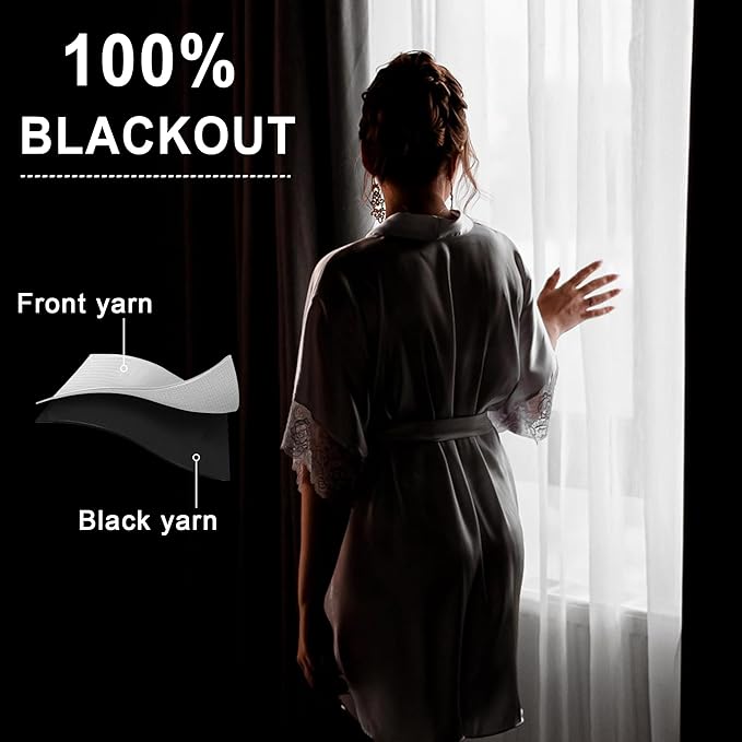 XWZO Full Blackout Curtains 84 Inches Long - Double Layer Full Room Darkening & Energy Efficiency Rod Pocket Window Panels with Tiebacks for Bedroom/Living Room, Biscotti Beige, W52 x L84, Set of 2