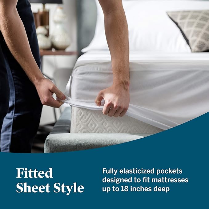 LUCID Premium Rayon from Bamboo Jersey Mattress Protector - Ultra Soft - Waterproof -White Twin