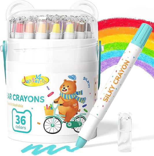 36 Color Twist Crayons for Toddlers 1-3 and Kids 4-8, Non-Toxic Washable Crayons 2-4, Ultra-Silky Easy-Grip Art Supplies, Ideal Coloring Gift for Boys and Girls