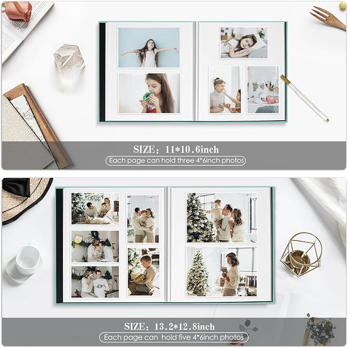 Spbapr Large Photo Album Self Adhesive 4x6 5x7 8x10 10x12 Pictures Magnetic Scrapbook 40 Blank Pages Linen Cover DIY Album with A Metal Pen Red