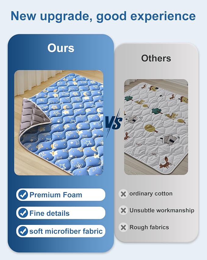 Odorless Premium Foam Baby Play Mat 59" x 59", Soft Microfiber Fabric Crawling Mat for Floor- Comfortable and Hypoallergenic, Non-Slip Cushioned Floor Playpen mat for Infants,Babies,Toddlers