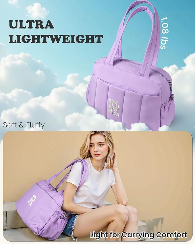 Gifts for Women Unique Initial Duffle Bag, Carry On Bags for Women，Overnight Bag with Wet Pocket，Lightweight Travel Bags Personalized Gym Tote with Makeup Pouch