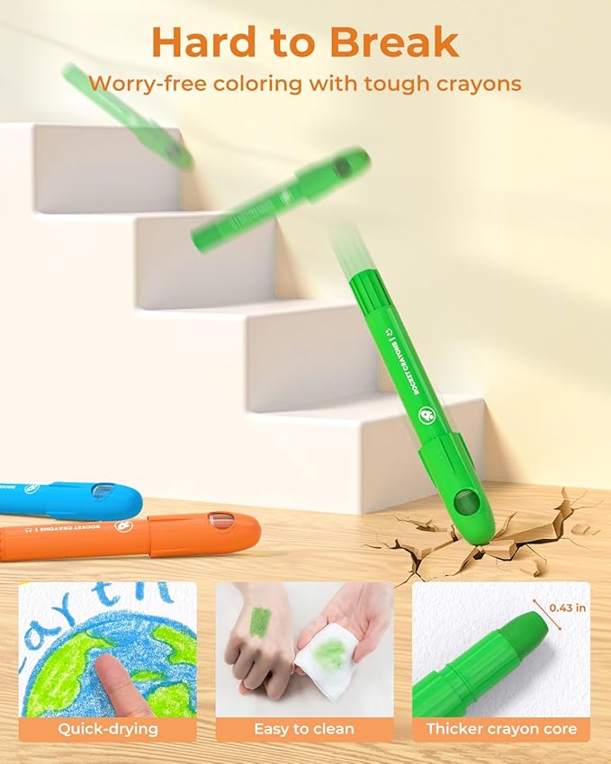 24 Colors Twist Crayons for Toddlers 1-3, Non-Toxic Washable Crayons for Ages 4-8 with Storage Bucket, Ultra-Silky and Easy to Hold Art Supplies, Ideal Coloring Gift for Boys and Girls