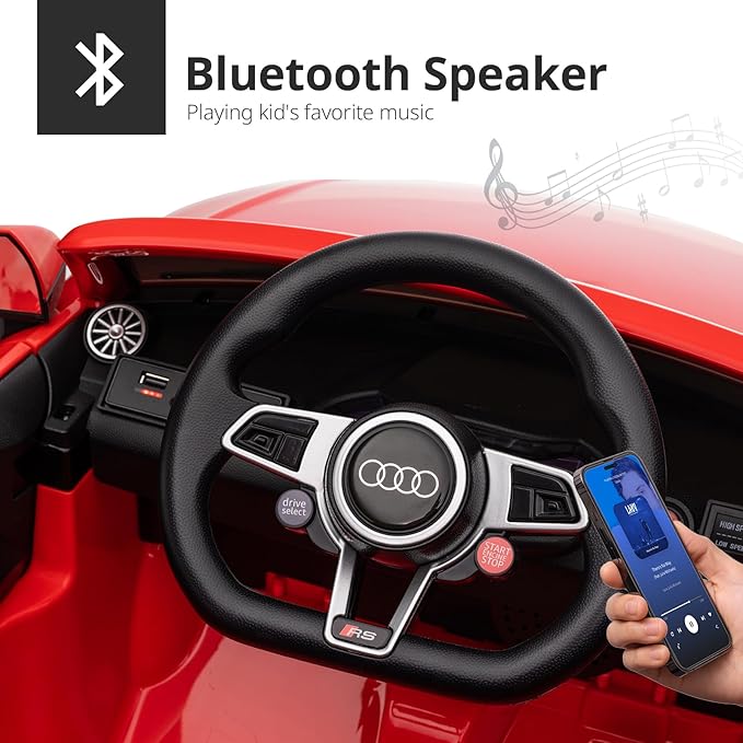 Licensed Audi Electric Kids Car, 12V Kids Ride-on Toy Car for Toddlers w/Remote - Red