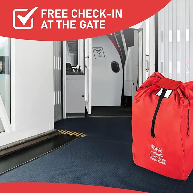 Travel Stroller Bag for Airplane, Red, 47" H x 24" W x 15" D, Fits Most Large, Single, Double, Jogging Strollers,Waterproof, Heavy-Duty Protection, Easy-to-Carry Design