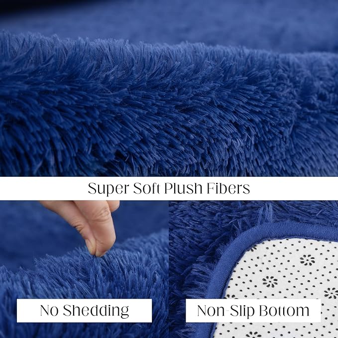 3x5 Blue Rug, Area Rugs for Living Room, Soft Plush Area Rugs for Bedroom, Non-Slip Indoor Carpet for Nursery, Study Room, Playroom, Home Decor