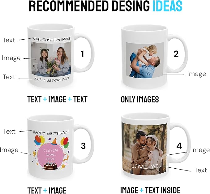 Personalized Coffee Mug – Custom Photo, Text, or Logo Ceramic Mug Tea Cup | Taza Personalizada with Picture or Message | Customized Gift Idea for Men & Women, Mom, Dad, Friends - White/Pink | 11oz