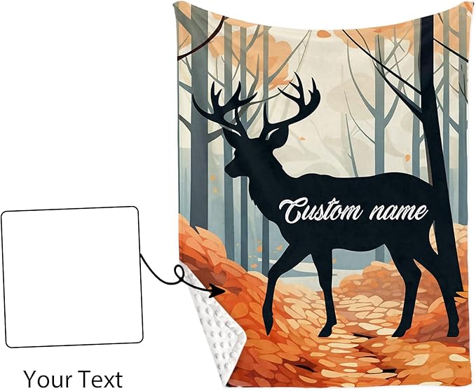 Custom Nursery Crib Bedding Set: Personalized Name 4 Piece Orange Sika Deer Design Baby Crib Sets for Baby Girls - Toddler Double Layer Blanket Set, Comfortable Crib Bed Sheets for Baby Toddlers