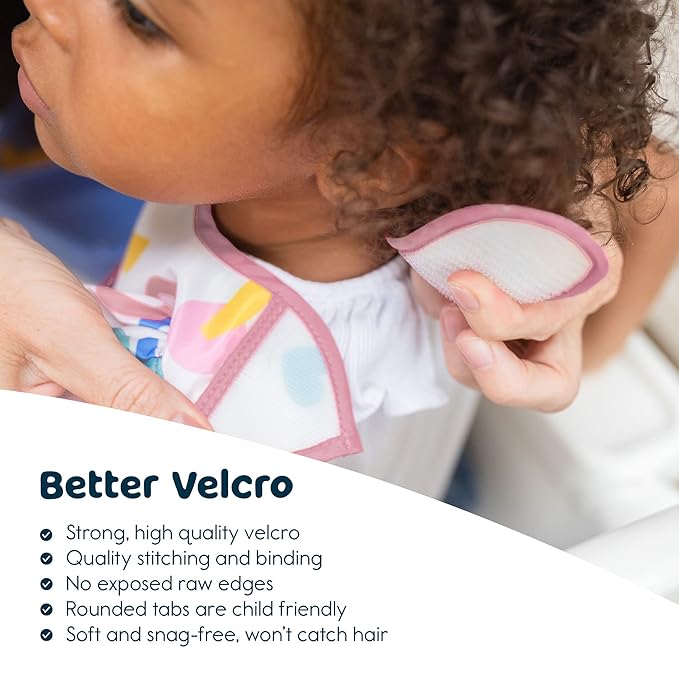 Tiny Twinkle Mess Proof Baby Bibs for Eating - Waterproof, Wipeable Bibs - Toddler Bibs - Travel Friendly - PFAS, PVC, BPA, Phthalate Free - Baby Food Bibs(5 Pack, Girl Spring)