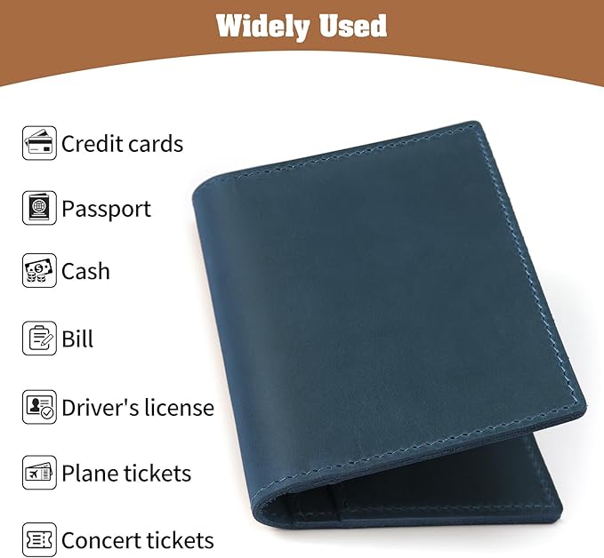 Jack&Chris Leather Passport Holder, Handmade Passport cover, Travel Wallet Cover Case for Men and Women, Leather Travel Documents Organizer Protector, JC107